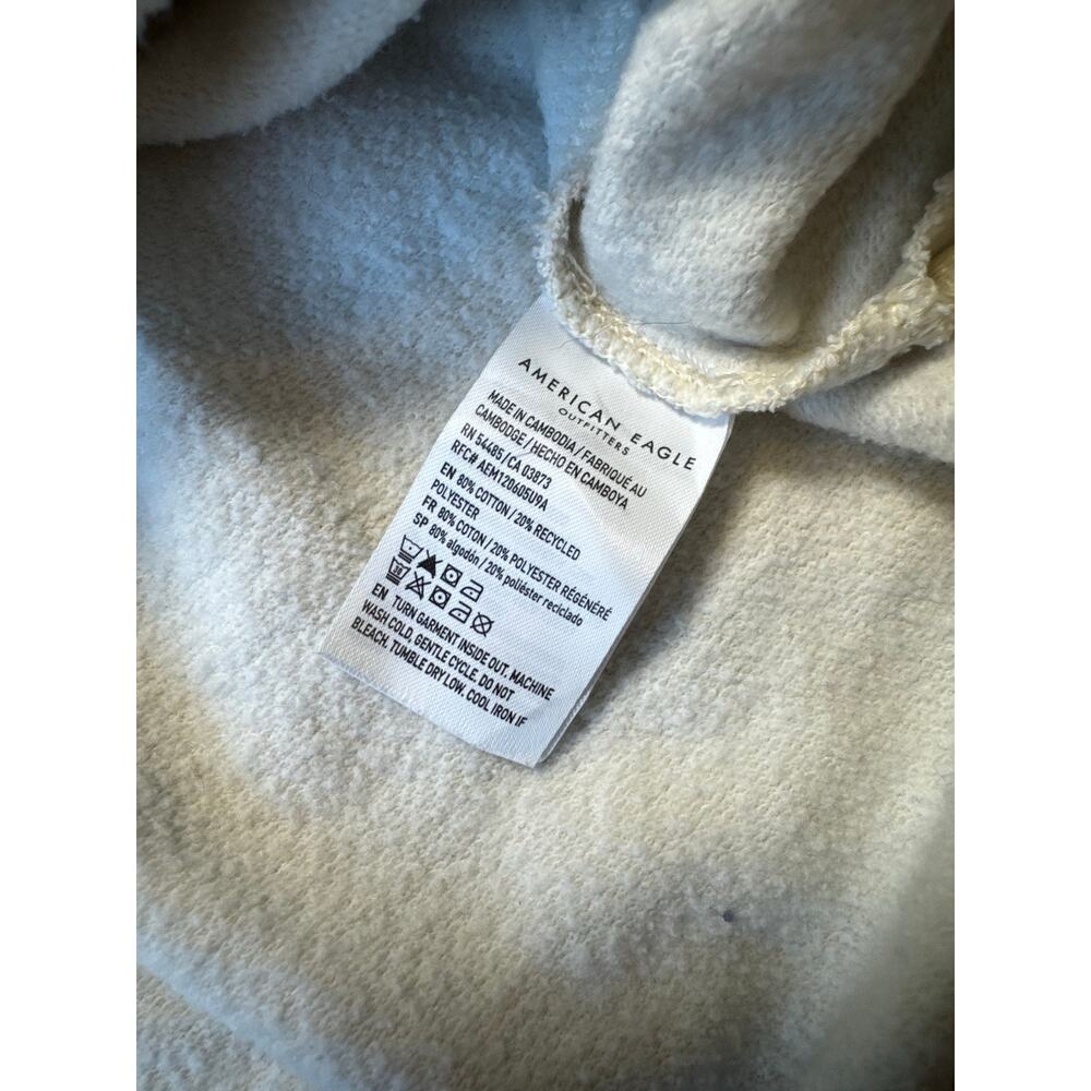 American Eagle Women's Seriously Huggable Oversized Cream Fleece Hoodie Size L - Picture 11 of 12